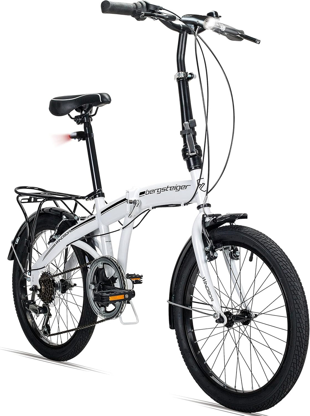Bergsteiger Windsor 20 Zoll Faltrad, Klapprad, Shimano 6 Gang-Schaltung, LED Batterie-Licht, Quick-Fold-System, Klappfahrrad