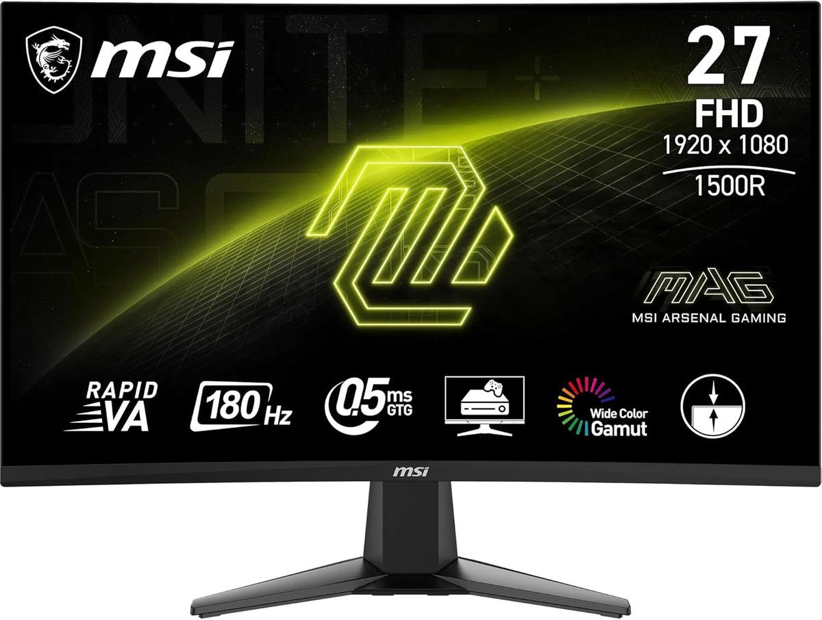 MSI MAG 27C6F 27 Zoll FHD Curved Gaming Monitor - 1500R 1920 x 1080 Rapid VA Panel, 180 Hz / 1ms (GtG), Adaptive-Sync - DP 1.2a, HDMI™ CEC
