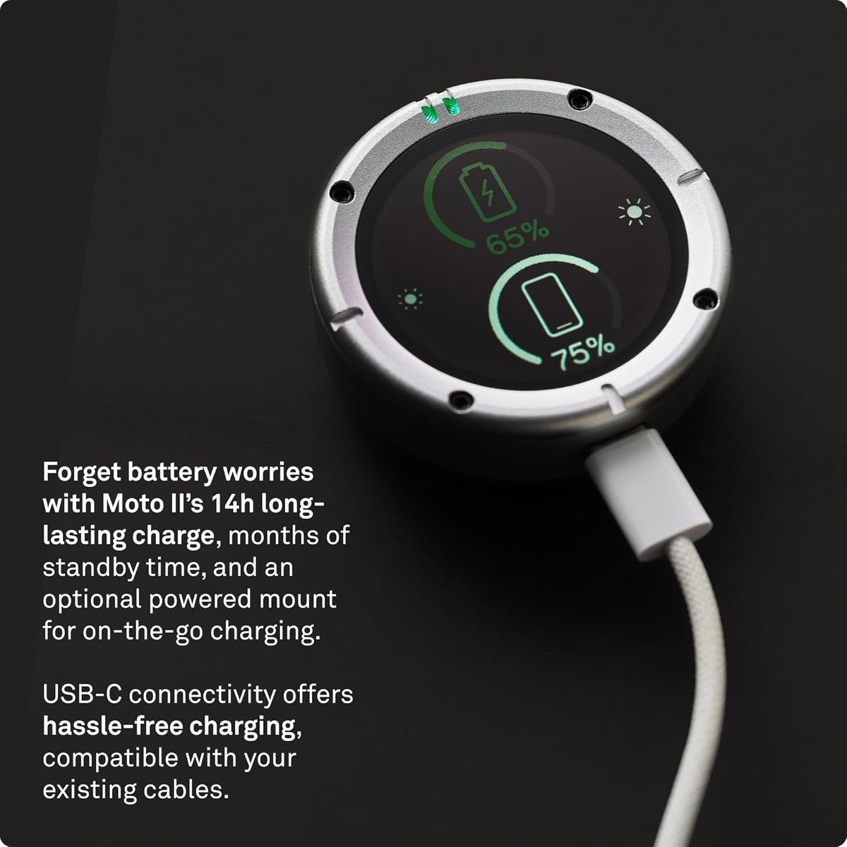 Beeline Moto II - Motorrad-Navi mit modernster Technologie| Kompaktes Design, Wasserdicht, GPS Funktion, 14-Std. Akkulaufzeit | Handschuhfreundlich, perfekt für Touren & Pendeln (Gunmetal Grey)