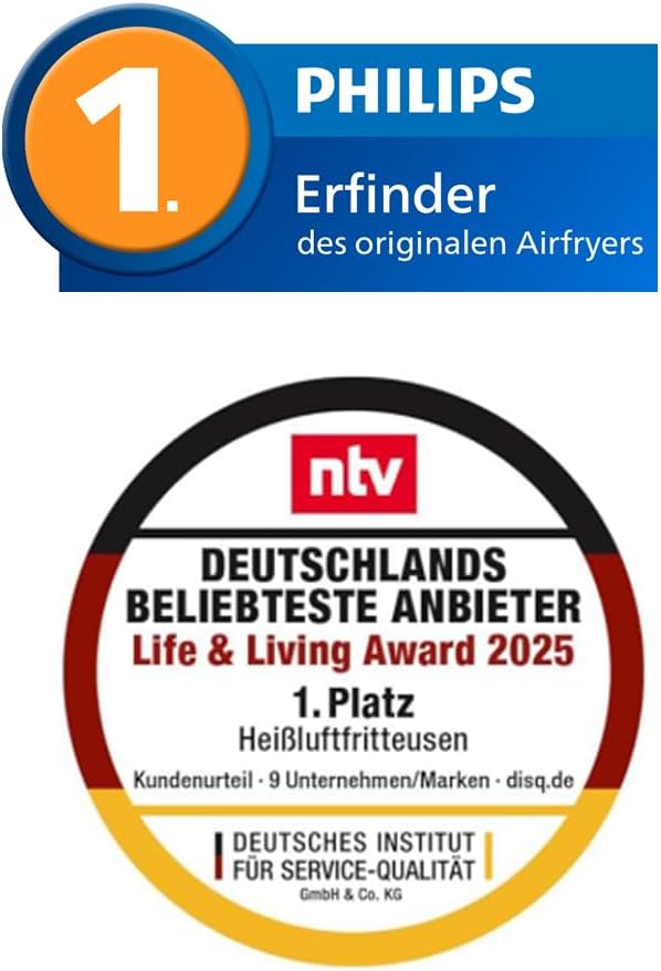 Philips Airfryer 4000 Series Stacked Dual Basket, Gestapelte Heißluftfritteuse 2 Kammern, 10L, RapidAir Technologie, 45% weniger Platzbedarf, PFAS-freie Keramikbeschichtung, Sichtfenster (NA460/00)