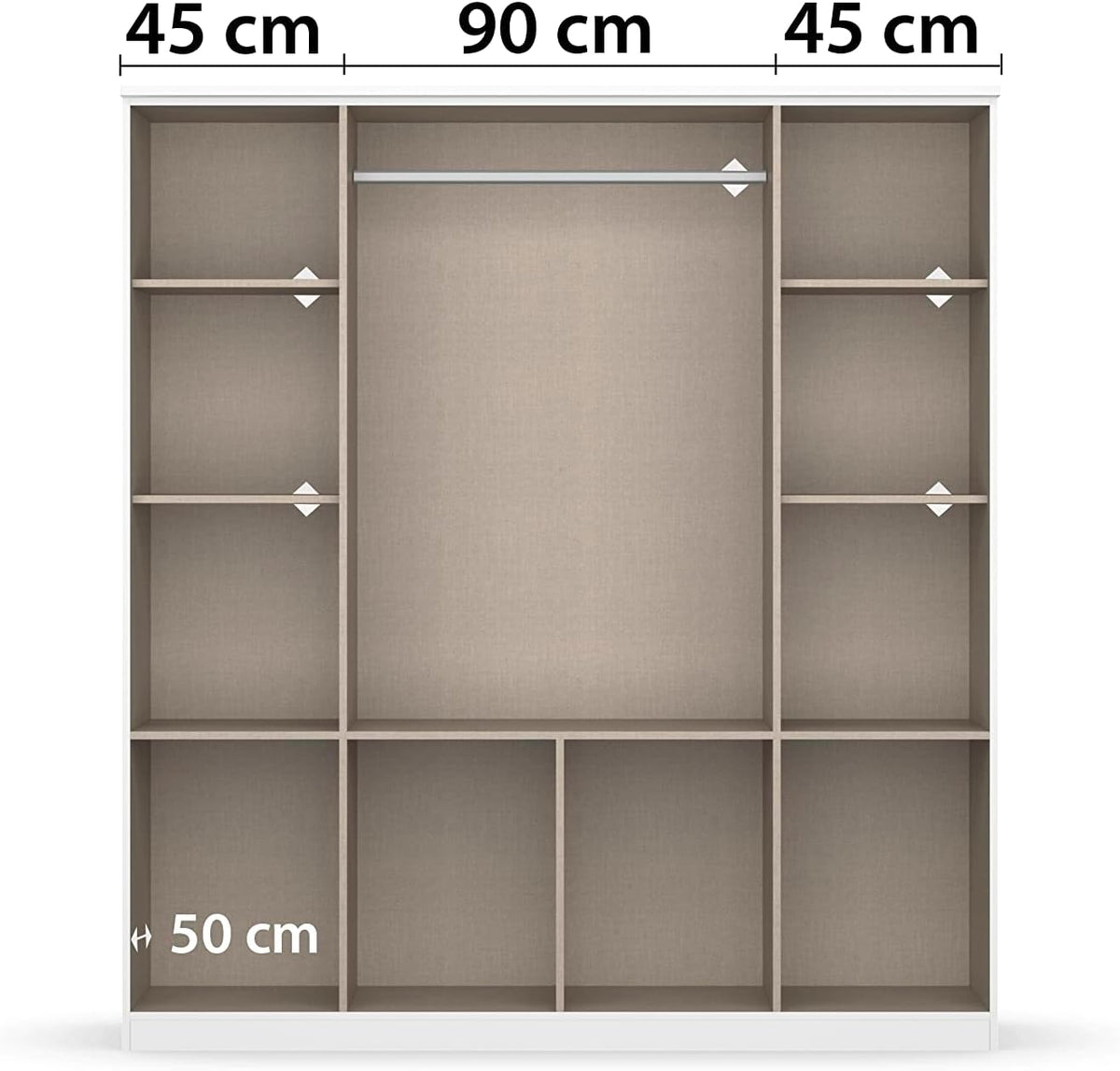 Rauch Möbel Bremen Schrank Drehtürenschrank Kleiderschrank in Weiß mit 2 Spiegeln und 8 Schubladen 4-türig, inklusive Zubehörpaket Basic 1 Kleiderstange, 4 Einlegeböden BxHxT 181x199x58 cm
