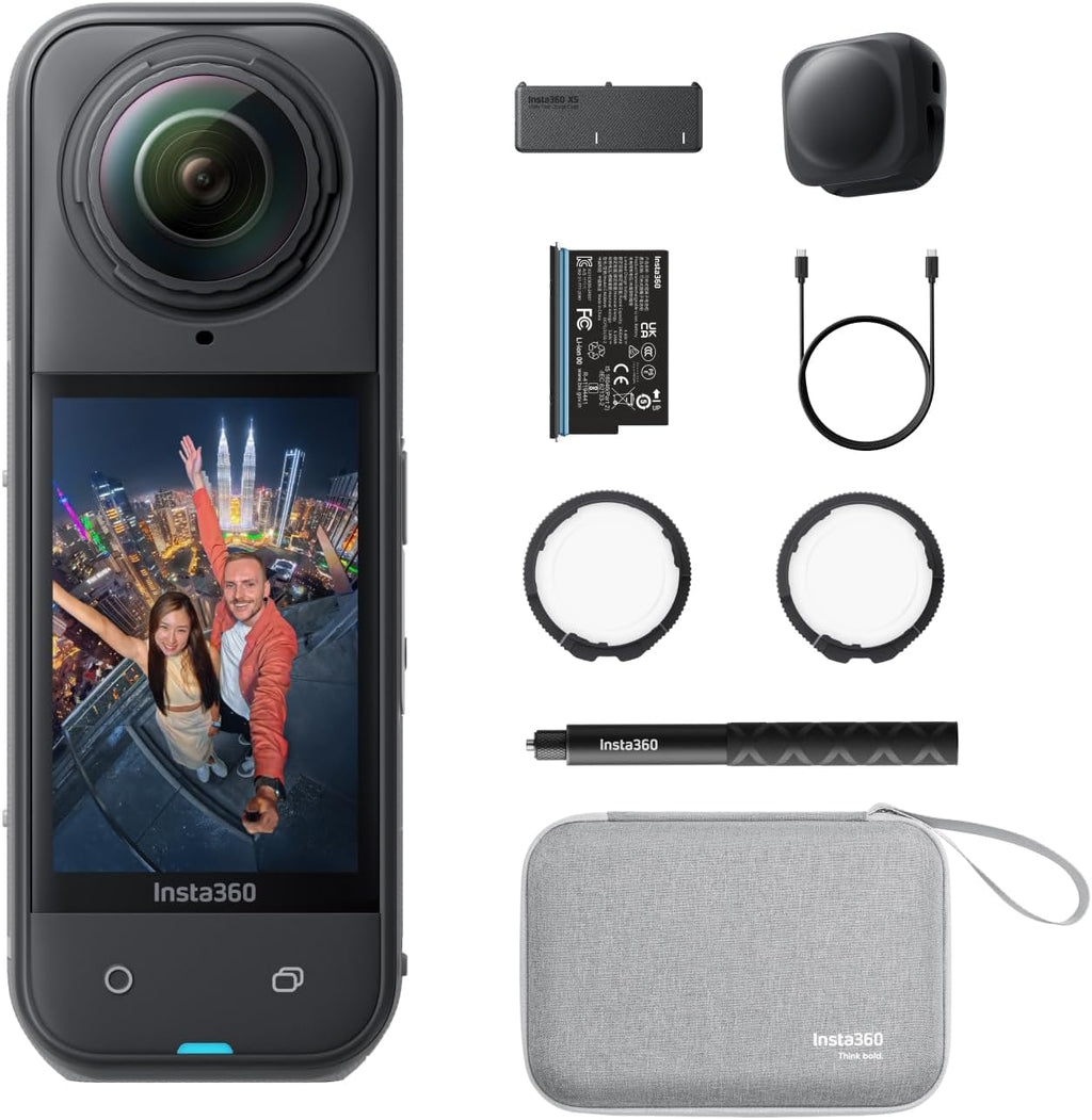 X5 Must-Have-Bundle - wasserdichte 8K 360°-Kamera, Führend bei wenig Licht, Unsichtbarer Selfie-Stick-Effekt, robuste & auswechselbare Linsen, 3 h Akku