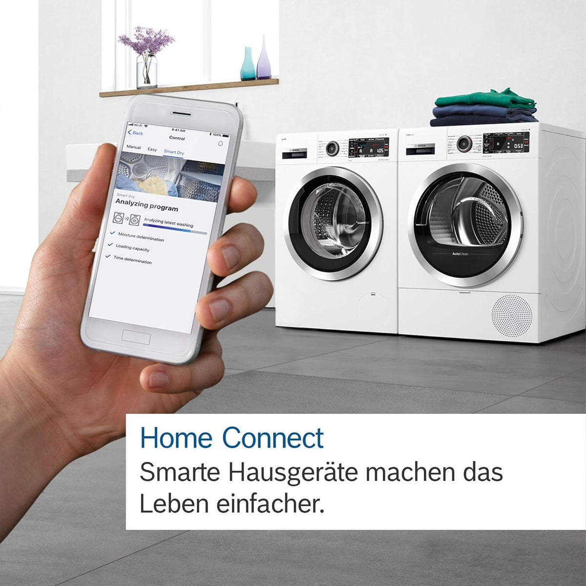 Bosch WGB244040 Serie 8 Smarte Waschmaschine, 9 kg, 1400 UpM, Made in Germany, Active Water Plus Energie- und Wasserersparnis, Iron Assist Dampf zum Entknittern, Mini Load