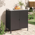 casa.pro Outdoor Schrank Bolognano Gartenschrank Balkonschrank Spind Zwei Türen für Innen- und Außenbereich 92x80x50 cm Schwarz, matt