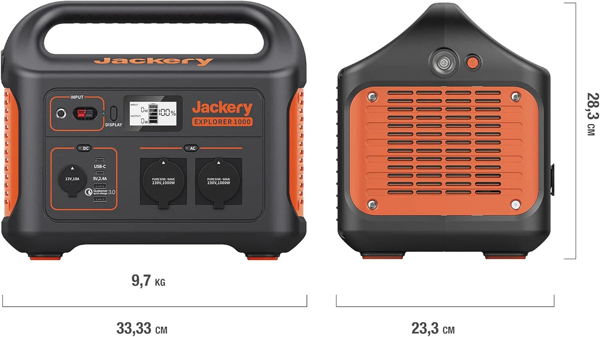 Jackery Explorer 1000, 1002Wh Tragbare Powerstation Mobiler Stromspeicher mit 230V/1000W (Spitze 200
