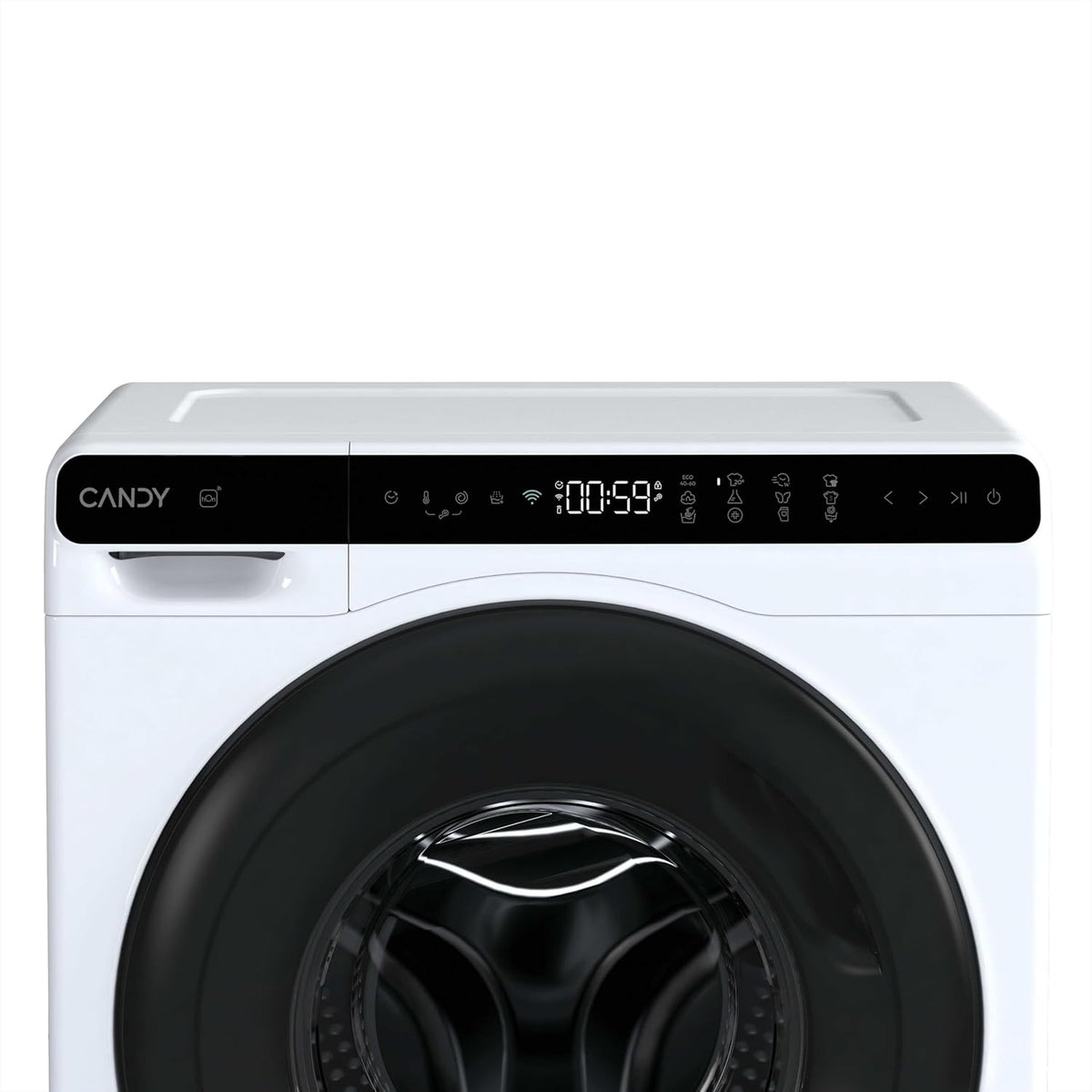 Candy ProWash 700 Mini CW50-BP12307U1-S Waschmaschine, 5 kg, 1200 U/min, digitales Display, WLAN-Konnektivität, 12 Zyklen, Inverter, 24-Stunden-Startzeitvorwahlen, Kindersicherung, KG-Detektor, 69 dB