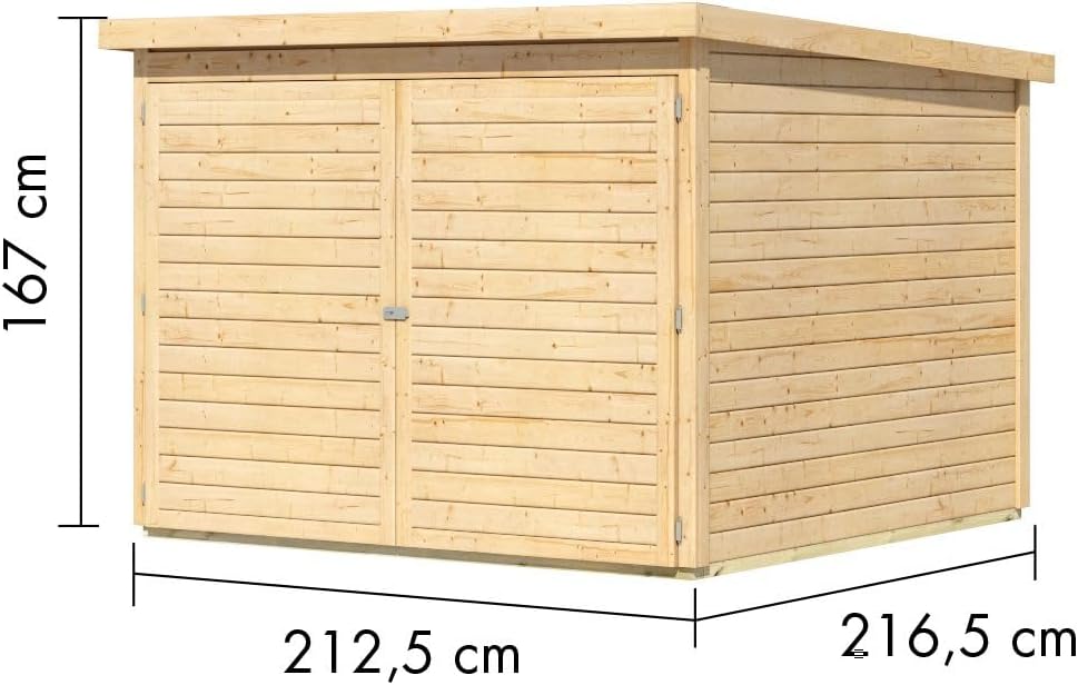 Karibu Fahrradgarage aus nordischer Fichte für 4 Fahrräder – Wetterfest, 4,6 m² Grundfläche, in Natur oder terragrau optional mit Solaranlage (naturbelassen)