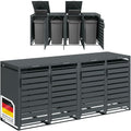 STEELSØN Kestra Mülltonnenbox 4er bis 240L – Mülltonnenverkleidung mit Sichtstreifen aus Stahl – hochwertige Müllcontainer in Anthrazit für 4 Tonnen – Müllbox/Gerätebox wetterfest & UV-beständig