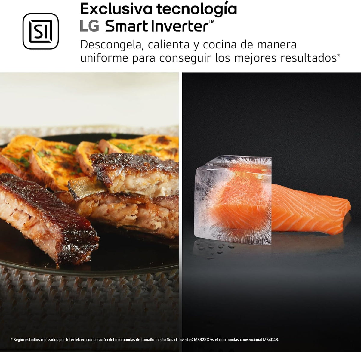 LG MH6535GIB - Microondas con grill, 1000 W, Smart Inverter, Display digital, Color Negro Transparente, 1000 W, 25 l