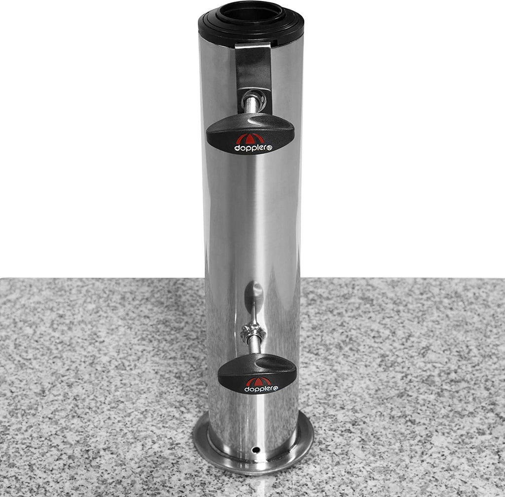 Doppler Trolley Granitsockel 45kg mit Rollen I Schirmständer für Sonnenschirme mit max. 250cm Schirmdurchmesser & 3,2-6,0cm Rohrdurchmesser I Sonnenschirmständer mit Auszieh-Griff