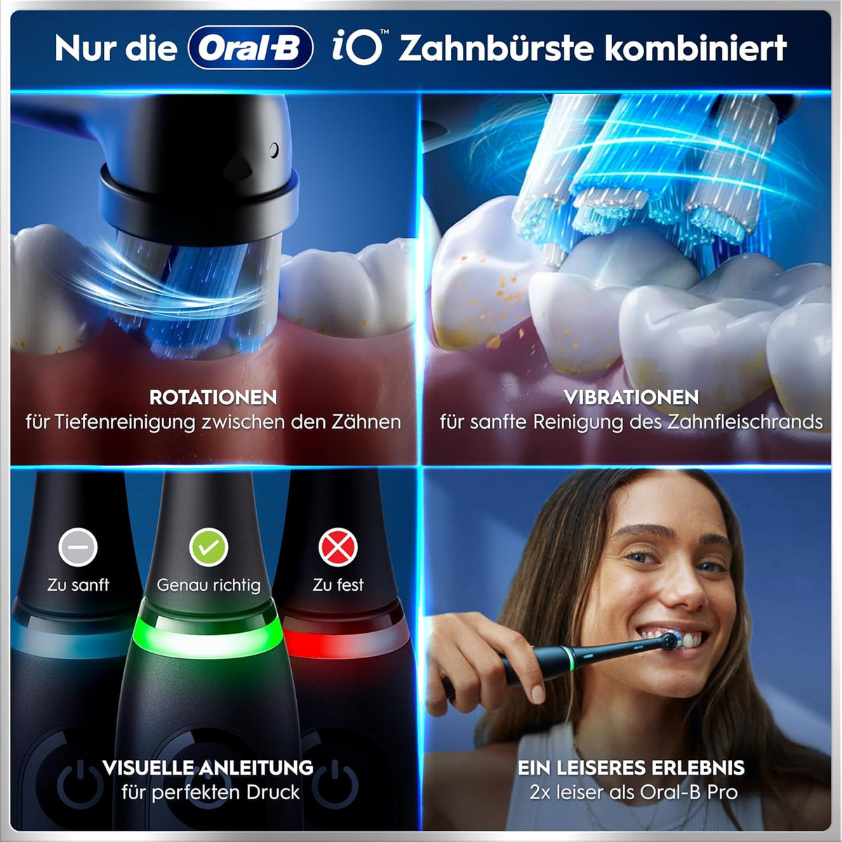 Oral-B iO Series 6 Plus Edition Elektrische Zahnbürste — Electric Toothbrush, Inkl. 3 Aufsteckbürsten, 5 Putzmodi für Zahnpflege, Reise-Etui — Zahnbürste Elektrisch, Designed by Braun, Schwarz