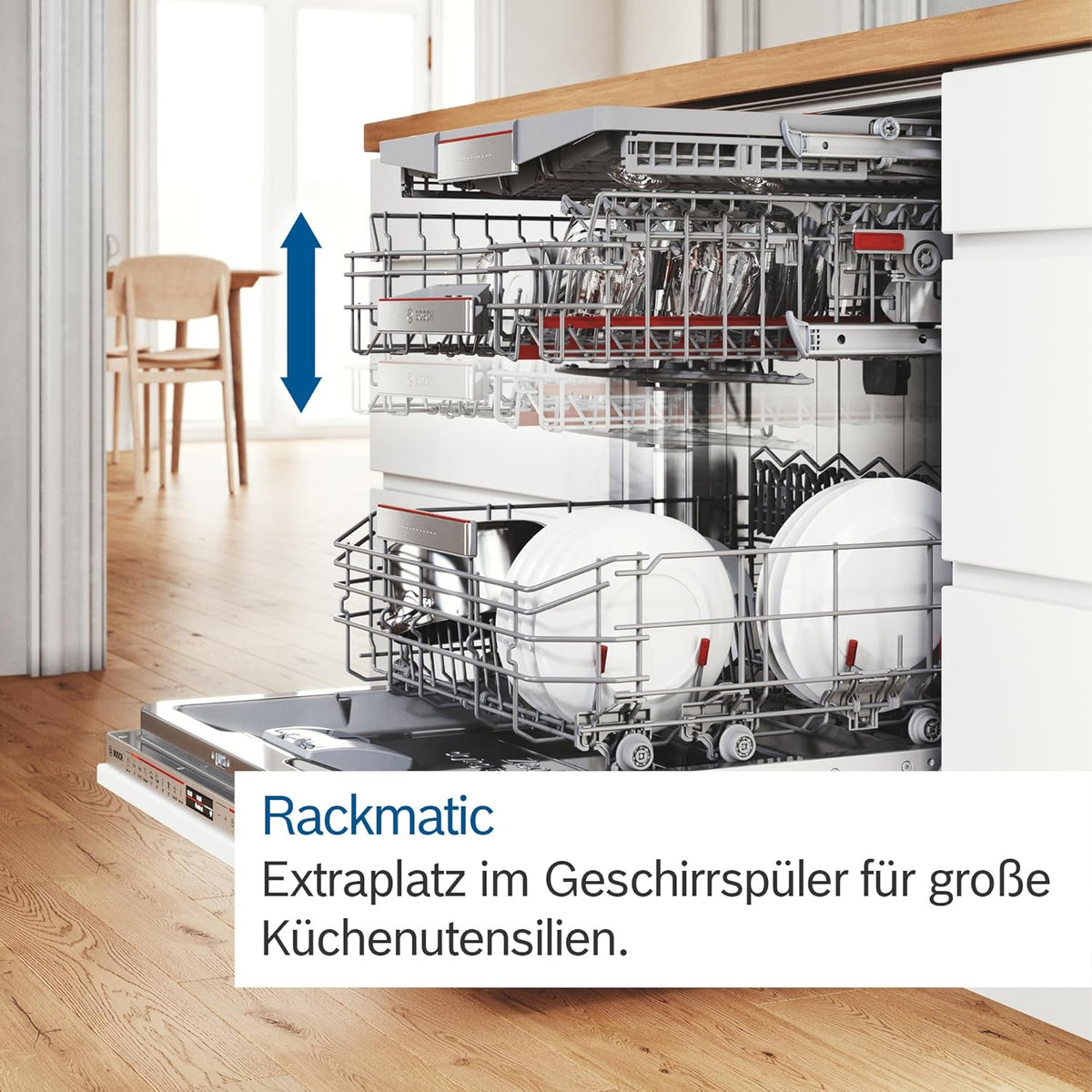 Bosch SMU4ETS08E, Serie 4, Smarter Unterbau-Geschirrspüler 60 cm, Besteckkorb, Spülmaschine mit Programmassistent, besonders Leise, höhenverstellbarer Oberkorb, Automatische Türöffnung, Edelstahl