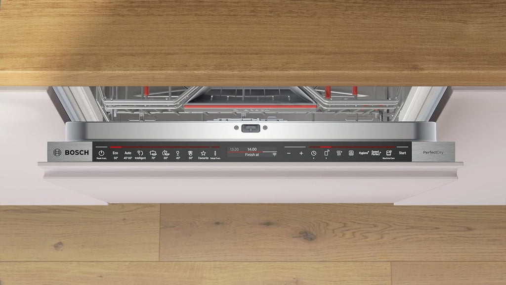 Bosch SMU4ETS08E, Serie 4, Smarter Unterbau-Geschirrspüler 60 cm, Besteckkorb, Spülmaschine mit Programmassistent, besonders Leise, höhenverstellbarer Oberkorb, Automatische Türöffnung, Edelstahl