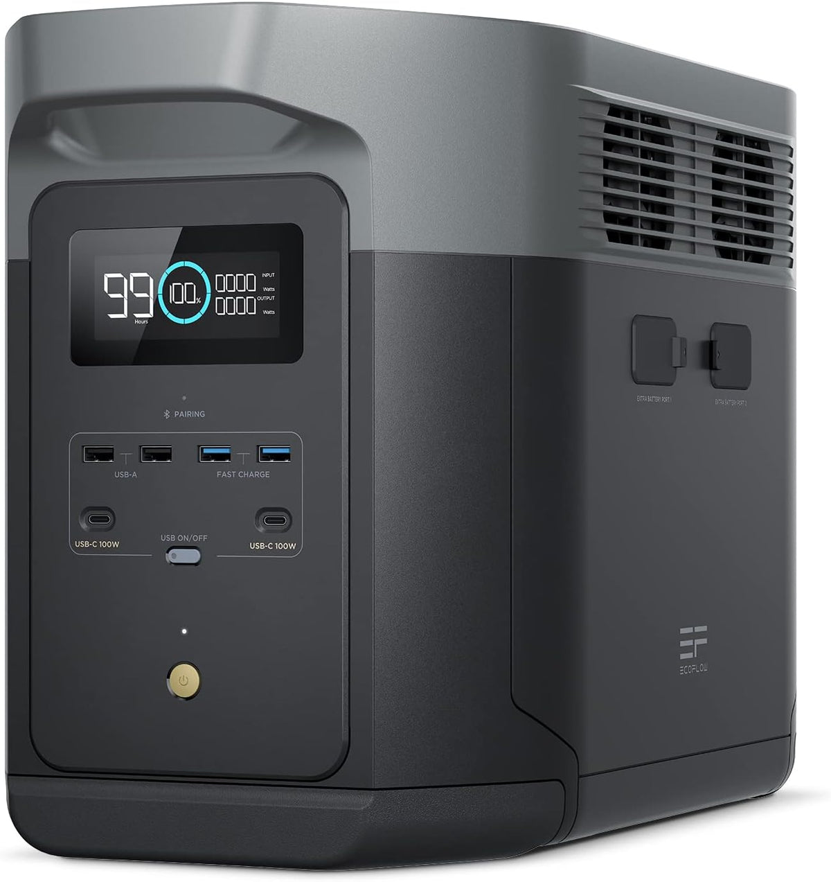 EcoFlow DELTA 2 Max tragbare Powerstation 2048Wh, erweiterbar 2-6 kWh, LFP-Batterie mit 3000 Zyklen, 80% Ladung 1 Std, 3000W Max Ausgangsleistung, Solargenerator für Zuhause, Camping, Wohnmobil