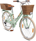 BIKESTAR Alu City Stadt Fahrrad 26, 28 Zoll | 16, 18 Zoll Rahmen, 7 Gang Shimano Damen Holland Rad, Retro Bike mit V-Bremse, Gepäckträger, Licht, Klingel, Korb, Speichenreflektoren | Risikofrei Testen