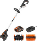 WORX WG441E Akku-Multi-Bürste 20V -multifunktionale Oberflächenbürste für Stein-& Holfzflächenreinigung & Unkrautentfernung -integrierter Wasseranschluss - inkl. 4Ah PowerShare Akku & Schnellladegerät