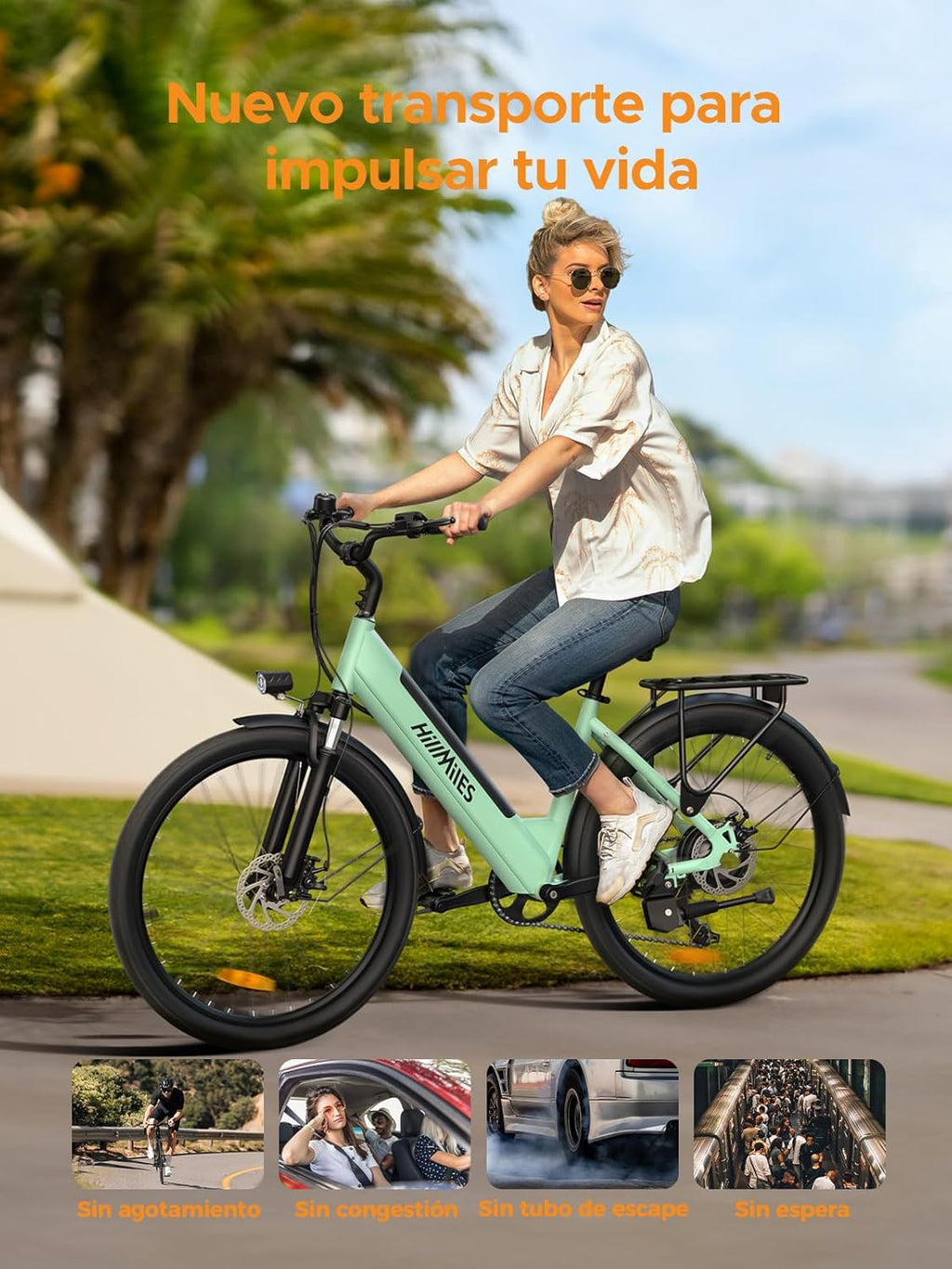 MileCity1 26" E-Bike für Erwachsene, 7 Gang Elektrofahrrad mit Austauschbarem 36V 13Ah Akku, 25 km/h und 80–100km Reichweite E-Bike für Städtische Pendler, IP65 Wasserdicht