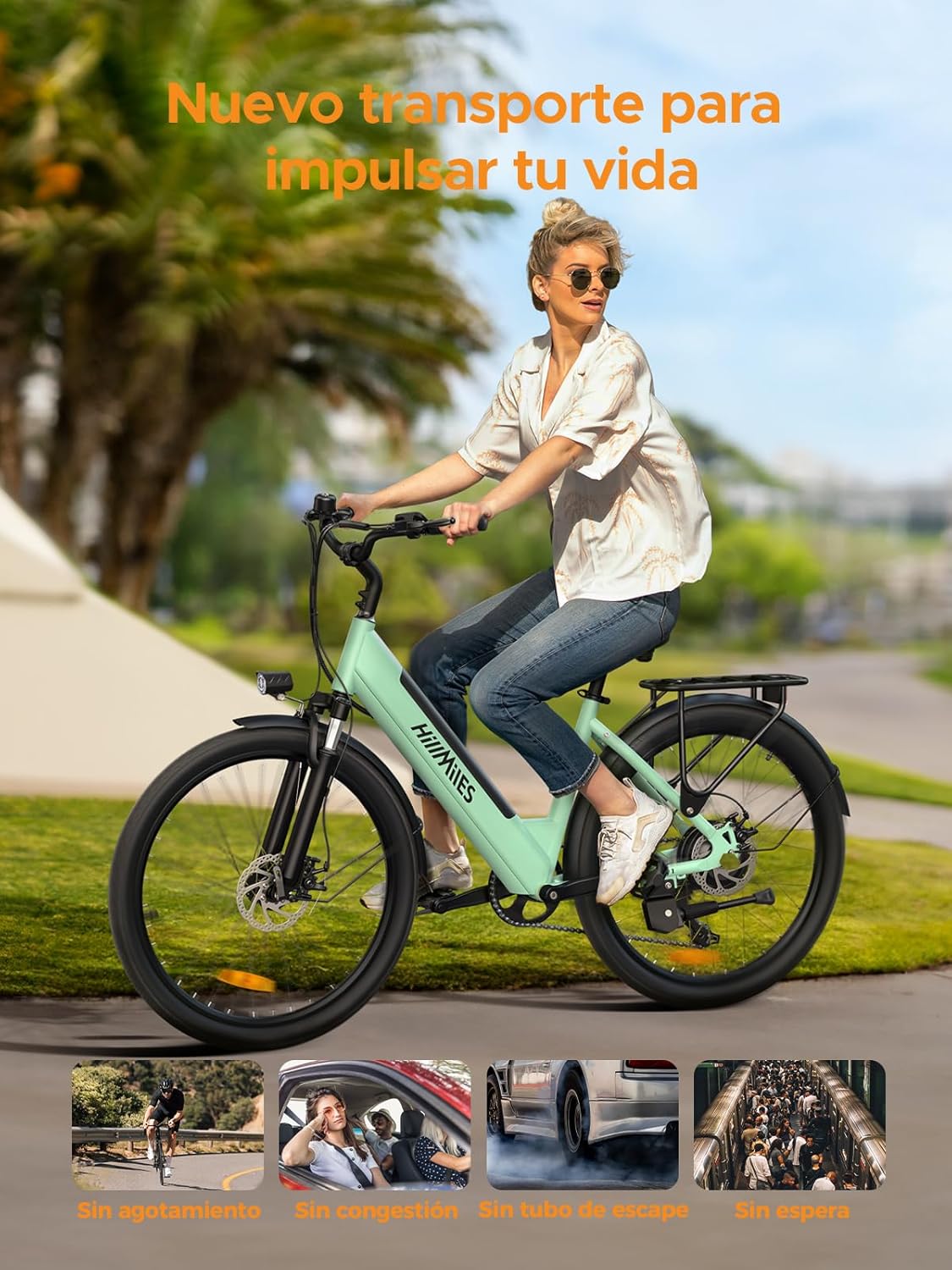 MileCity1 26" E-Bike für Erwachsene, 7 Gang Elektrofahrrad mit Austauschbarem 36V 13Ah Akku, 25 km/h und 80–100km Reichweite E-Bike für Städtische Pendler, IP65 Wasserdicht