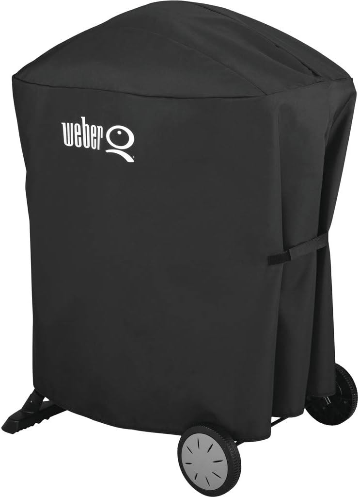 Weber Q2400 Elekrogrill mit Stand + Seitentischen, 54 x 39cm Grillfäche, portable, 2-geteilter porzellanemaillierter Guss-Grillrost, Aluminiumguss Deckel & Gehäuse - Dark Grey (55020879)