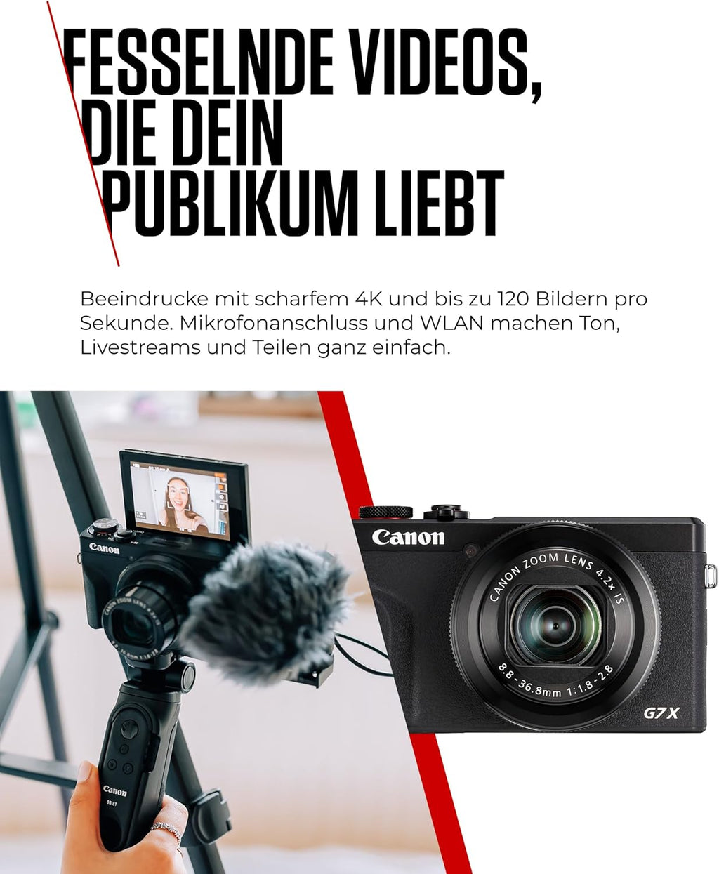 Canon PowerShot G7 X Mark III (Schwarz) – Kompakte Digitalkamera mit 1-Zoll-Sensor & 4K-Video – Ideal bei wenig Licht & auf Reisen – Mit WLAN & Bluetooth - Geliebt Für Kreatives Unterwegs