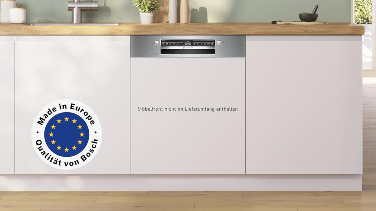 Bosch SMU4ETS08E, Serie 4, Smarter Unterbau-Geschirrspüler 60 cm, Besteckkorb, Spülmaschine mit Programmassistent, besonders Leise, höhenverstellbarer Oberkorb, Automatische Türöffnung, Edelstahl