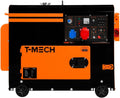 Leiser Dieselgenerator, dreiphasig, ATS, 6,5 kVA, 6500 W, 13 PS, 230 V, 400 V, Elektrostart, geschlossener Rahmen, Notfallstrom, 4 tragbare Räder, schwarzer pulverbeschichteter Stahl, 20 l