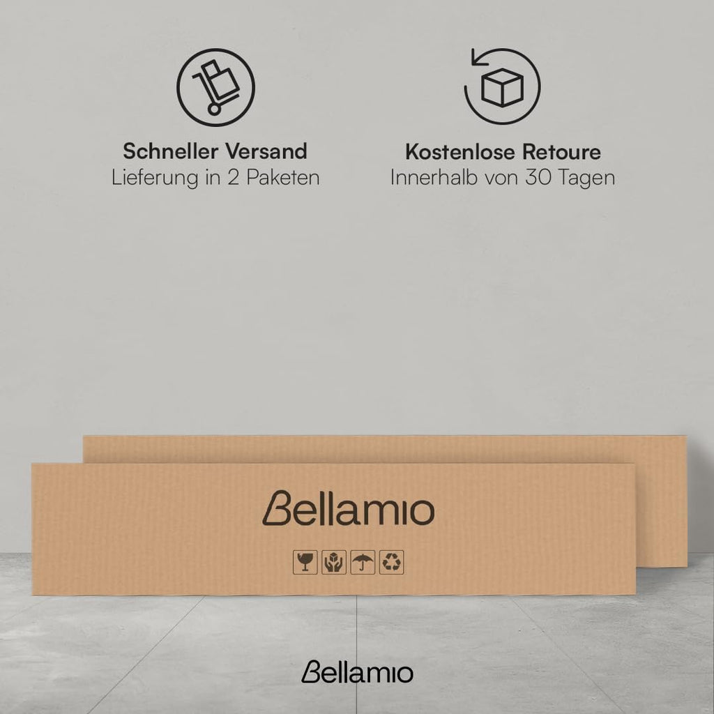 Bellamio Apol Mehrzweckschrank Weiß – Besenschrank 90 cm breit mit Stauraum – Putzschrank mit Staubsaugerfach – Vorratsschrank Küche - Aktenschrank aus Holz - Flurschrank – Aufbewahrungsschrank