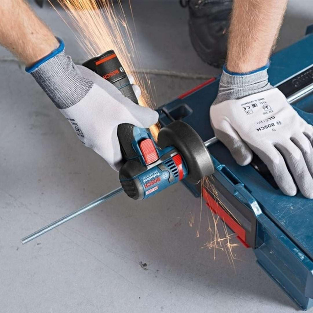 Professional 12V System Akku Winkelschleifer GWS 12V-76 (inkl. 2x 3.0Ah Akku, Schnellladegerät GAL 1230 CV, 1x Carbide Multi Wheel, 2x Trennscheibe Expert for Inox, L-BOXX2)