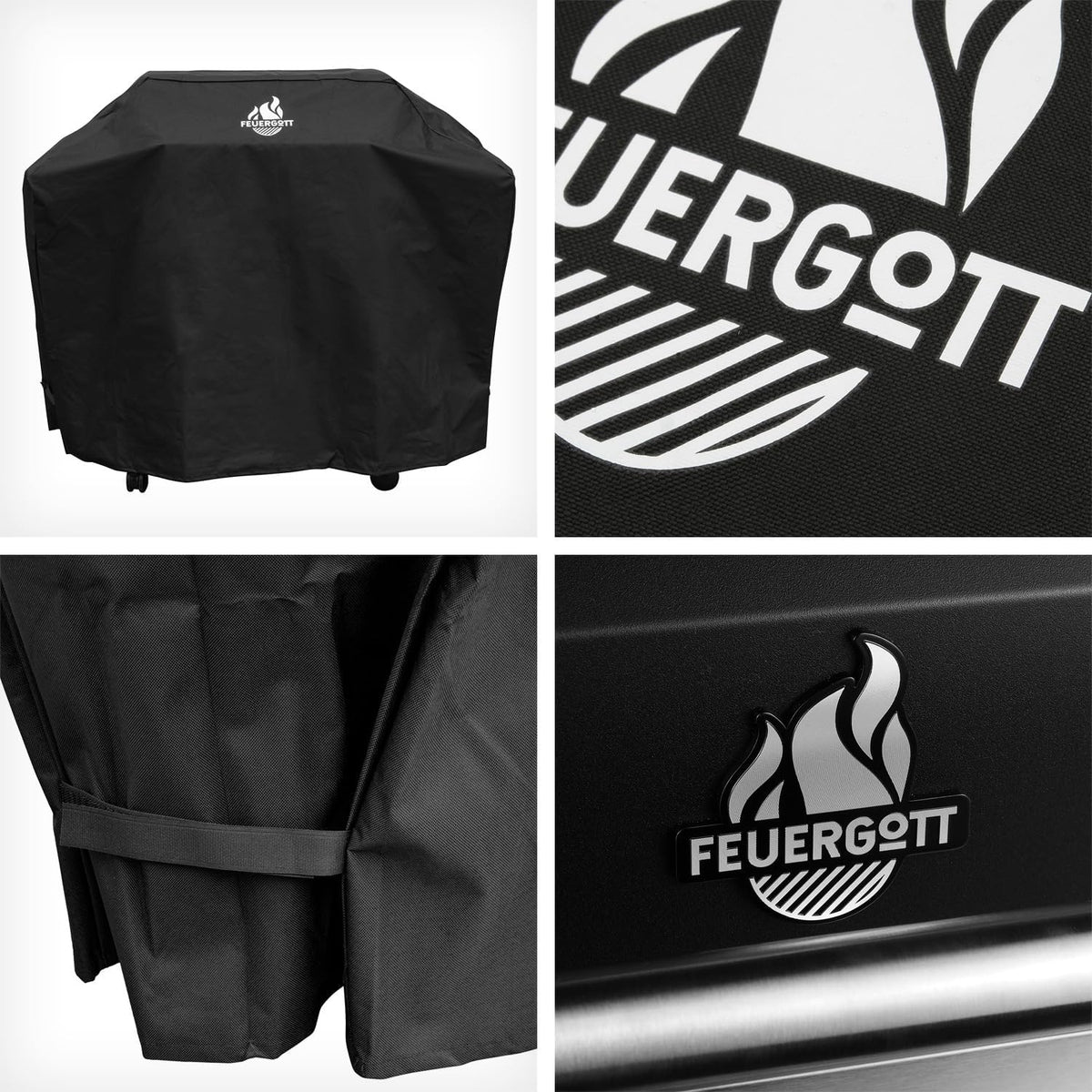 Gasgrill Hektor 4B-S inkl. Drehspieß und Abdeckhaube mit 4 Brennern, Sear-Brenner, Gusseisen-Grillrost, Heckbrenner, Seitenkocher, Sichtfenster und Thermometer für Garten und Terrasse