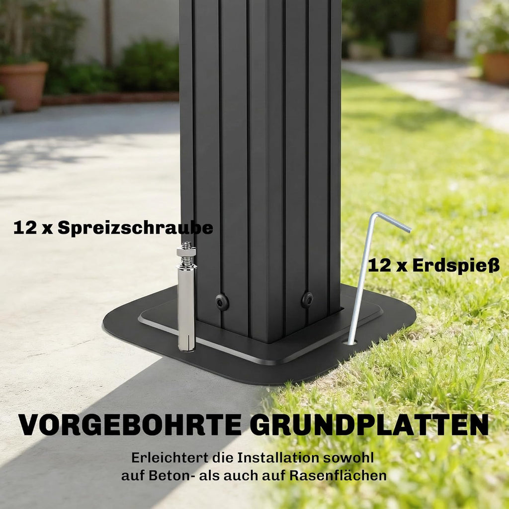 Outsunny Grillpavillon 2,5 x 1,5 m, Wasserdicht Grillüberdachung mit Doppeldach aus Polycarbonat Seitenregalen Aluminiumrahmen UV-Beständige Grill Pavillon Grillzelt für BBQ Garten Party Braun