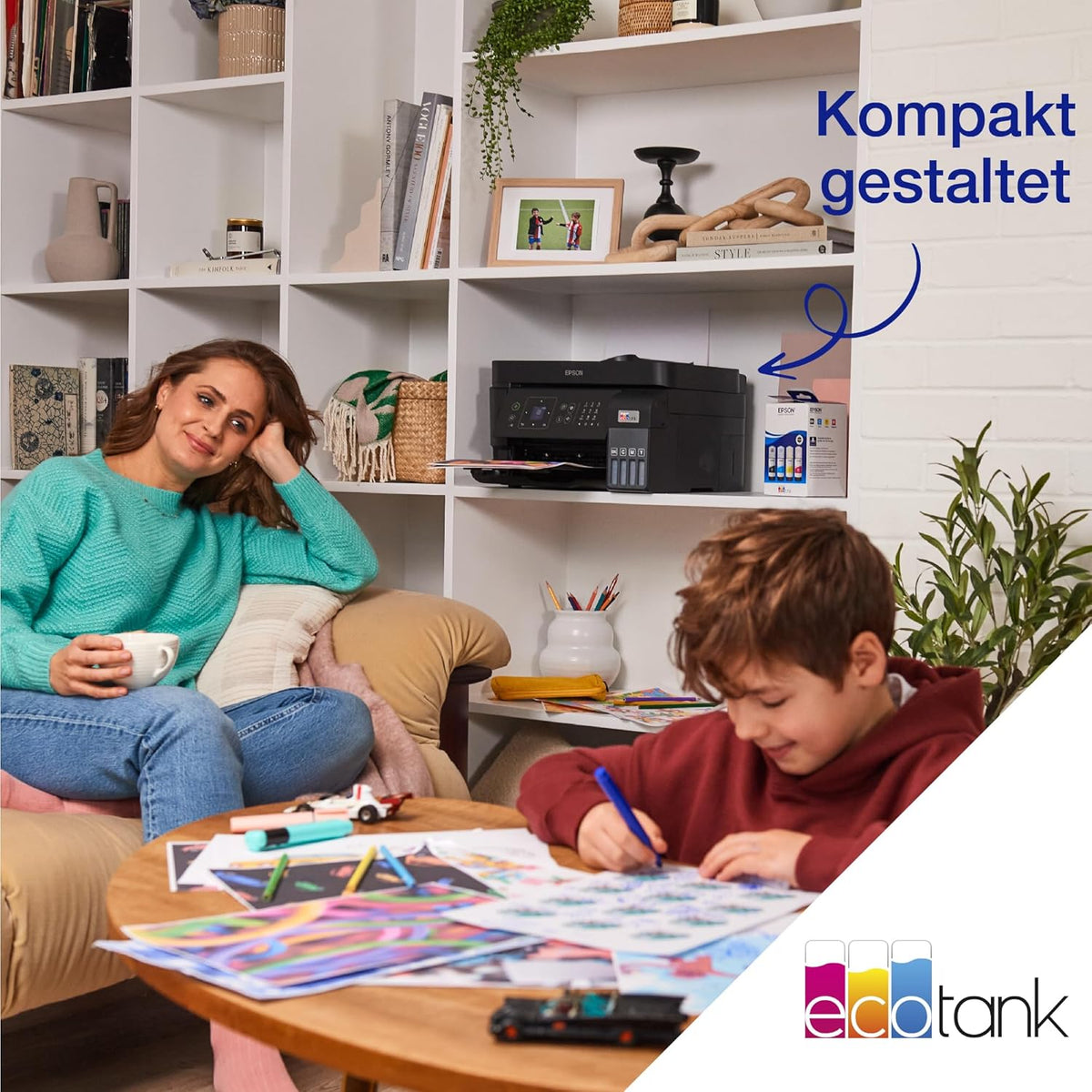 Epson EcoTank ET-4800 A4-Multifunktions-Wi-Fi-Tintentankdrucker, mit einem im Lieferumfang enthaltenen Vorrat an Tinten bis zu 3 Jahren