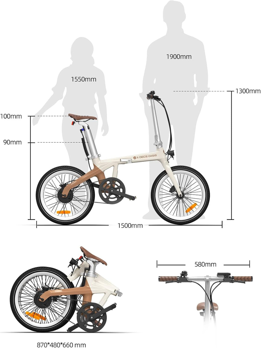 ADO E-Bike Air Carbon Elektrofahrrad, Faltrad,ebike Damen/ebike Herren,Bike,klapprad Riemenantrieb 14,5Kg IPS LCD Display, GPS,ADO APP,250W