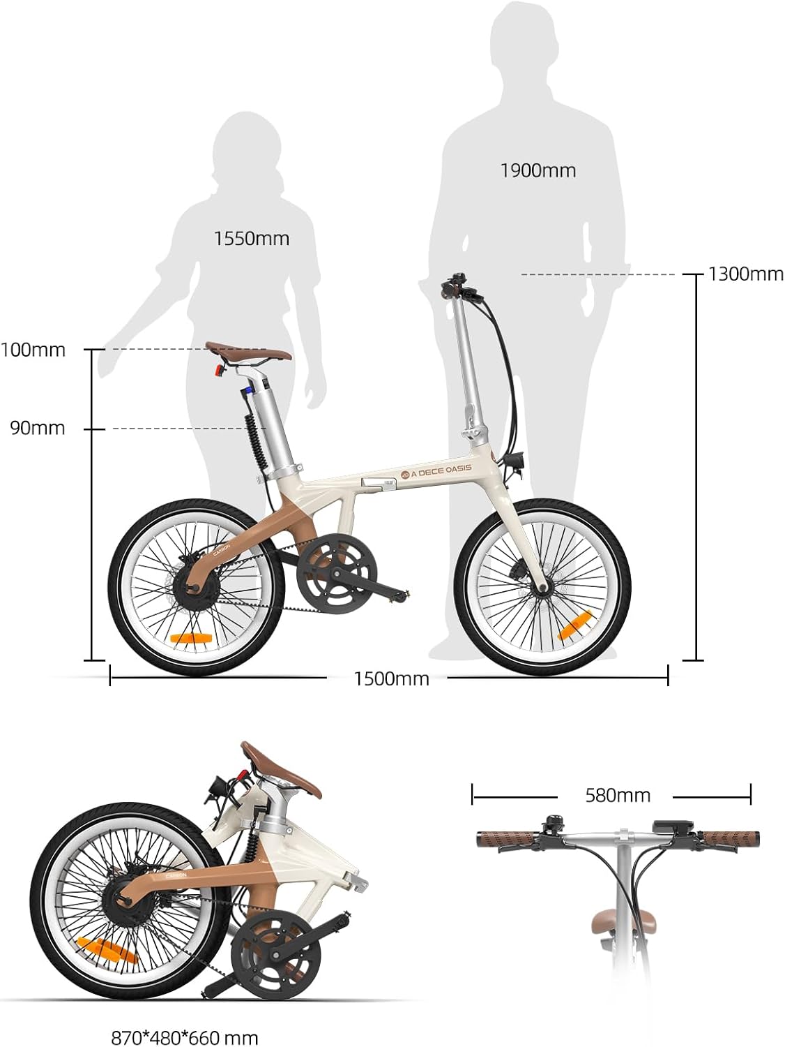 ADO E-Bike Air Carbon Elektrofahrrad, Faltrad,ebike Damen/ebike Herren,Bike,klapprad Riemenantrieb 14,5Kg IPS LCD Display, GPS,ADO APP,250W