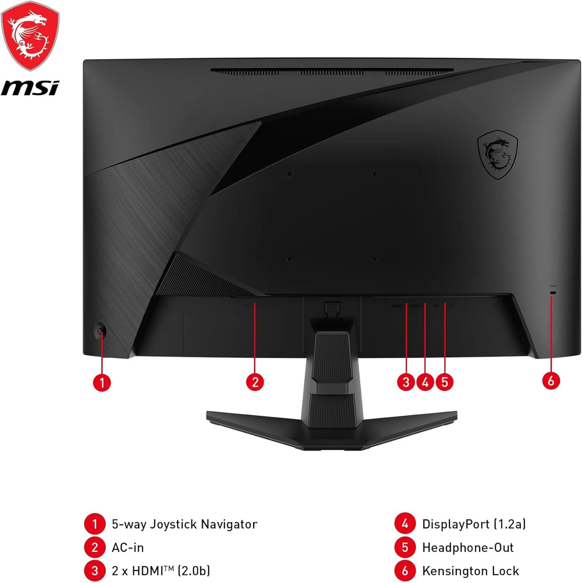 MSI MAG 27C6F 27 Zoll FHD Curved Gaming Monitor - 1500R 1920 x 1080 Rapid VA Panel, 180 Hz / 1ms (GtG), Adaptive-Sync - DP 1.2a, HDMI™ CEC