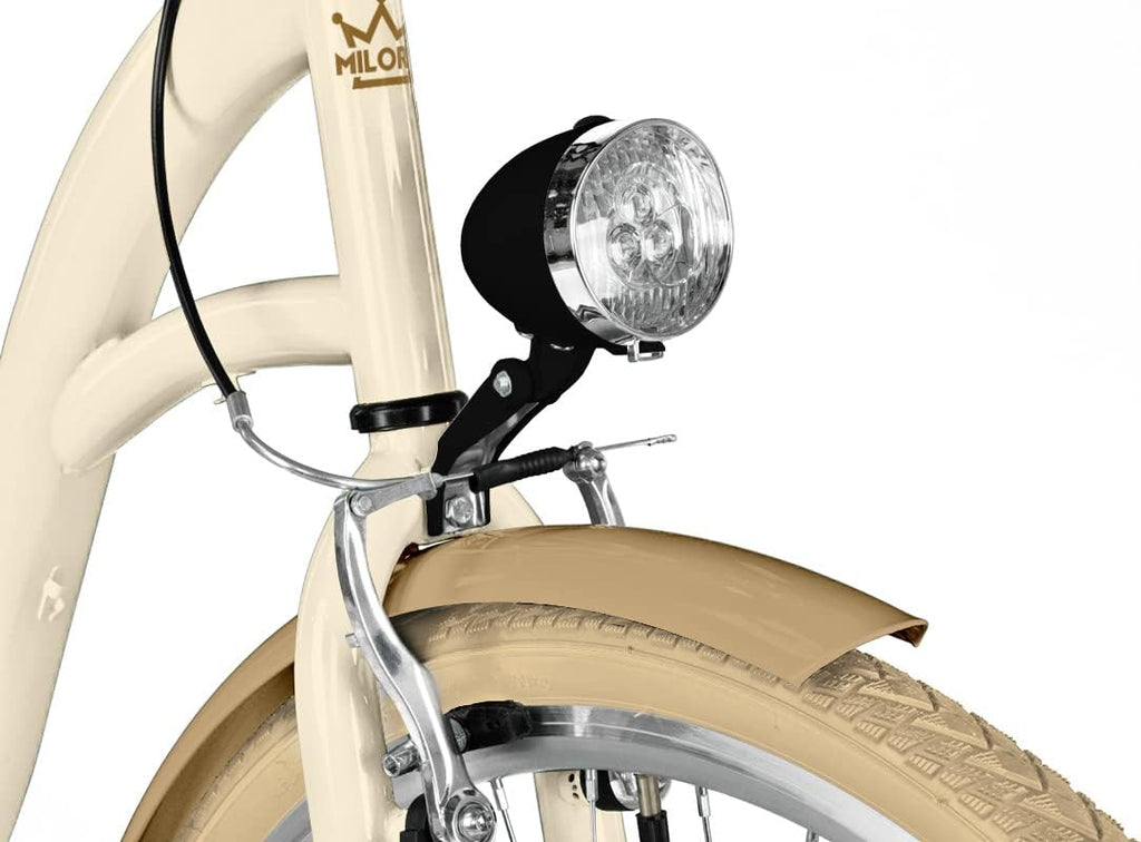 Generic Komfort Fahrrad Citybike Mit Weidenkorb Damenfahrrad Hollandrad, 28 Zoll, Creme-Braun, 7-Gang
