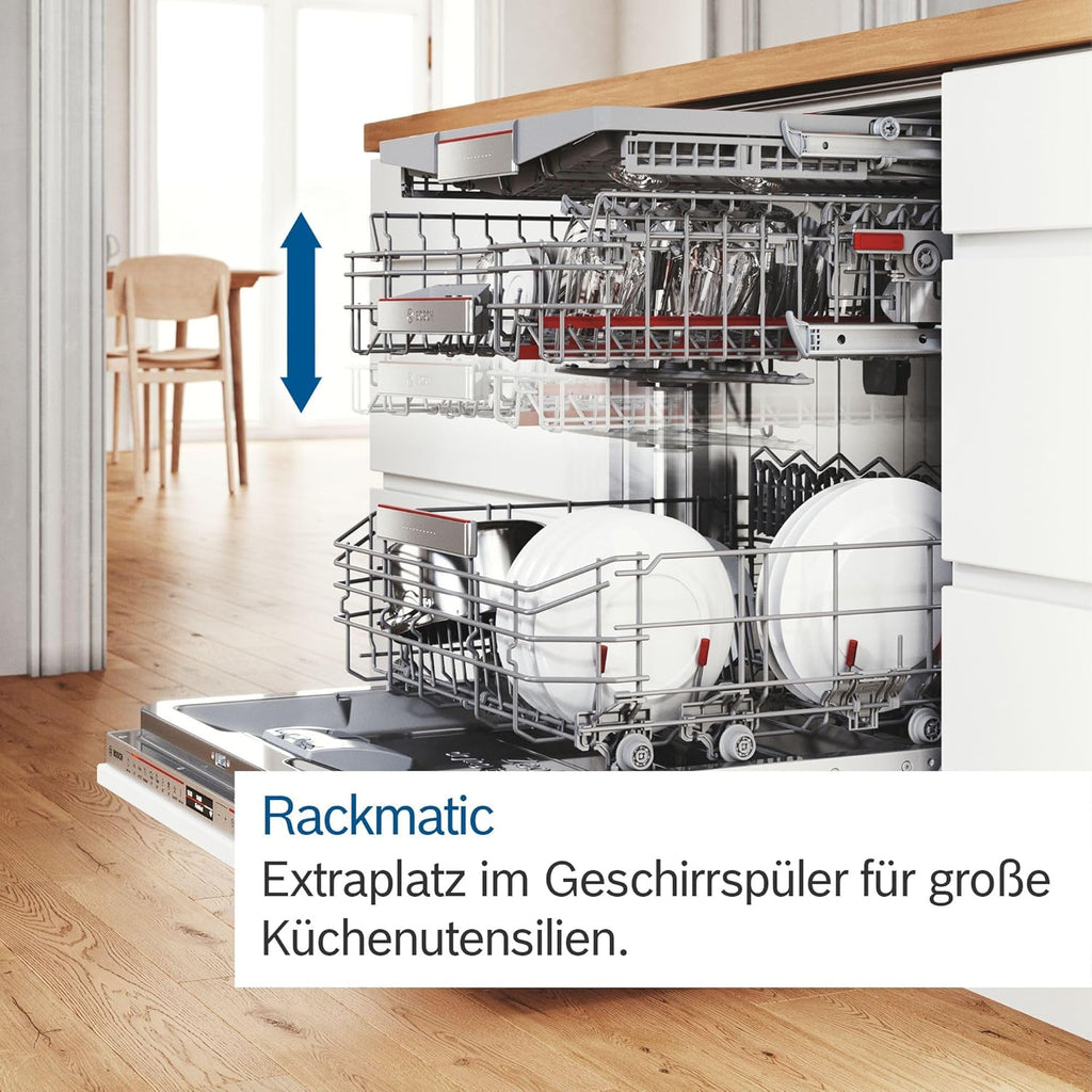 Bosch SMU4ETS08E, Serie 4, Smarter Unterbau-Geschirrspüler 60 cm, Besteckkorb, Spülmaschine mit Programmassistent, besonders Leise, höhenverstellbarer Oberkorb, Automatische Türöffnung, Edelstahl