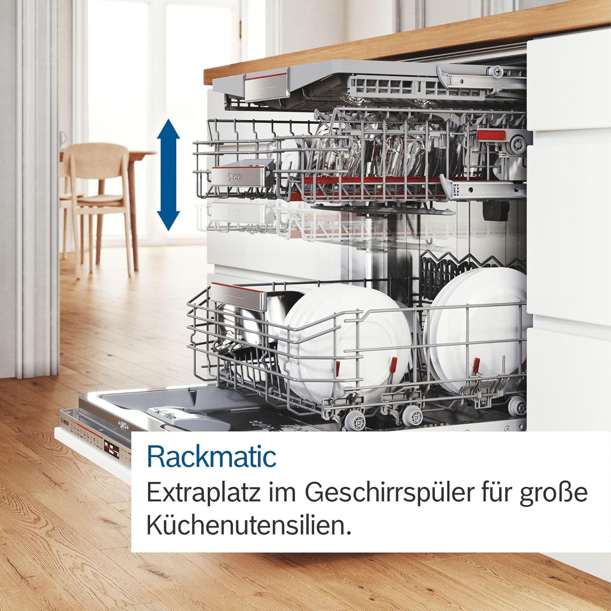 Bosch SMU4ETS08E, Serie 4, Smarter Unterbau-Geschirrspüler 60 cm, Besteckkorb, Spülmaschine mit Programmassistent, besonders Leise, höhenverstellbarer Oberkorb, Automatische Türöffnung, Edelstahl