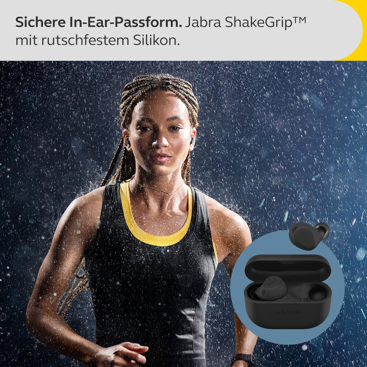 Jabra Elite 8 Active schnurlose In-Ear-Bluetooth-Kopfhörer mit adaptiver, hybrider aktiver Geräuschunterdrückung (ANC) und 6 eingebauten Mikrofonen, Wasser- und schweißresistent - Schwarz