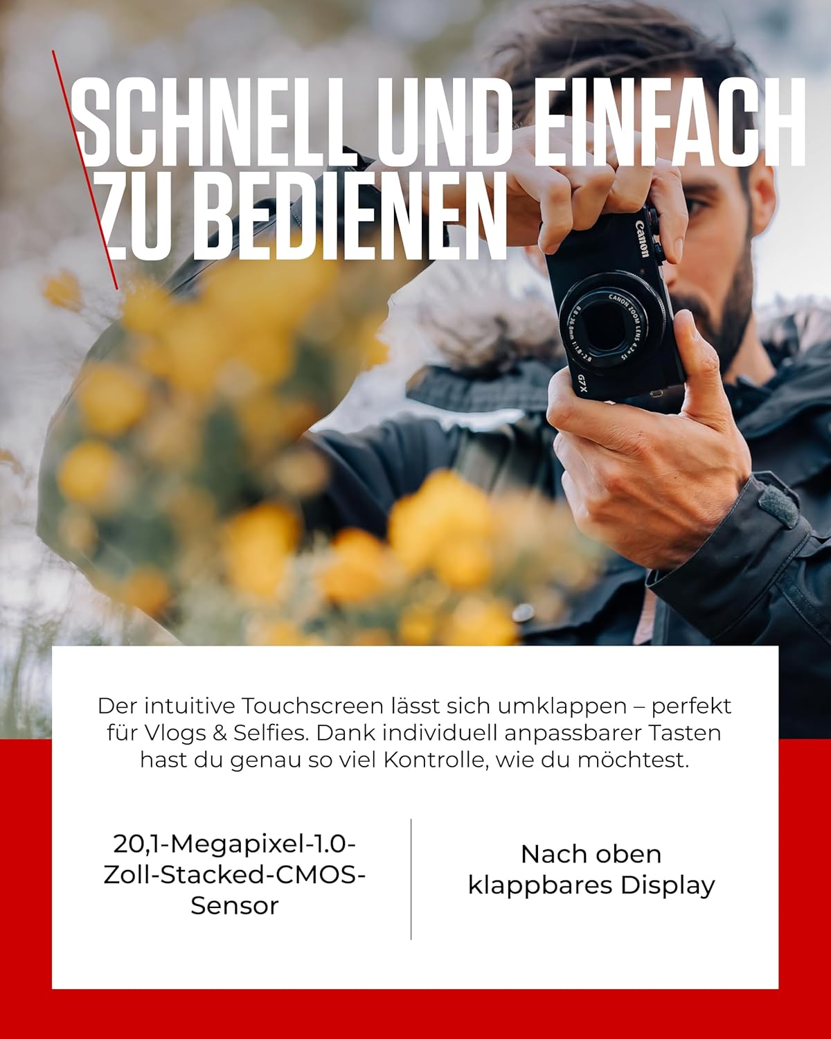 Canon PowerShot G7 X Mark III (Schwarz) – Kompakte Digitalkamera mit 1-Zoll-Sensor & 4K-Video – Ideal bei wenig Licht & auf Reisen – Mit WLAN & Bluetooth - Geliebt Für Kreatives Unterwegs