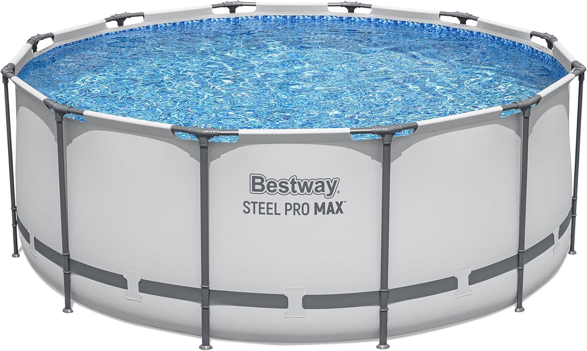 Bestway® Steel Pro MAX™ Aufstellpool Komplett-Set mit Filterpumpe Ø 366 x 122 cm, lichtgrau, rund