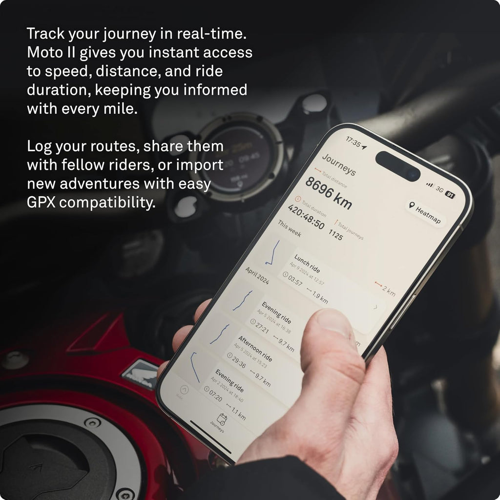 Beeline Moto II - Motorrad-Navi mit modernster Technologie| Kompaktes Design, Wasserdicht, GPS Funktion, 14-Std. Akkulaufzeit | Handschuhfreundlich, perfekt für Touren & Pendeln (Gunmetal Grey)