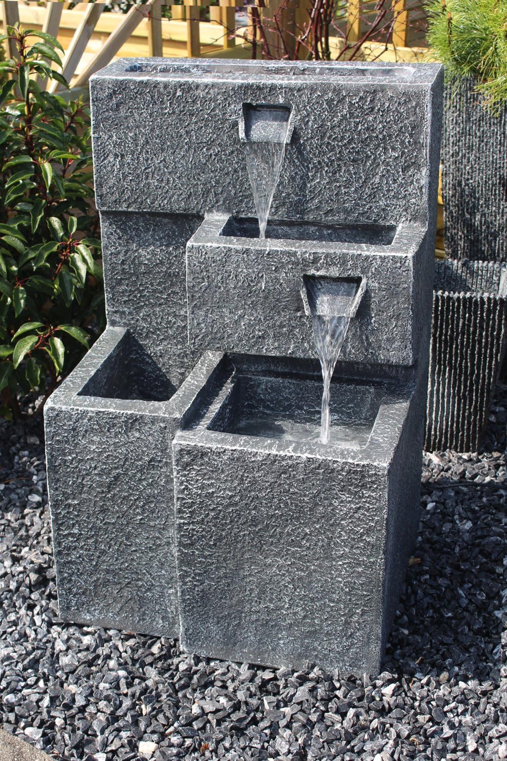 Springbrunnen "Grada" Bepflanzbar mit LED Beleuchtung, Wasserfall Gartenbrunnen Kaskade Terrassenbrunnen
