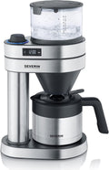 Severin Filterkaffeemaschine "Caprice" mit auslaufsicherer Thermokanne, wie von Hand aufgebrüht, Kaffeebereiter für bis zu 8 Tassen, Kaffeemaschine mit Timer, 1l, Edelstahl-gebürstet/schwarz, KA 5763