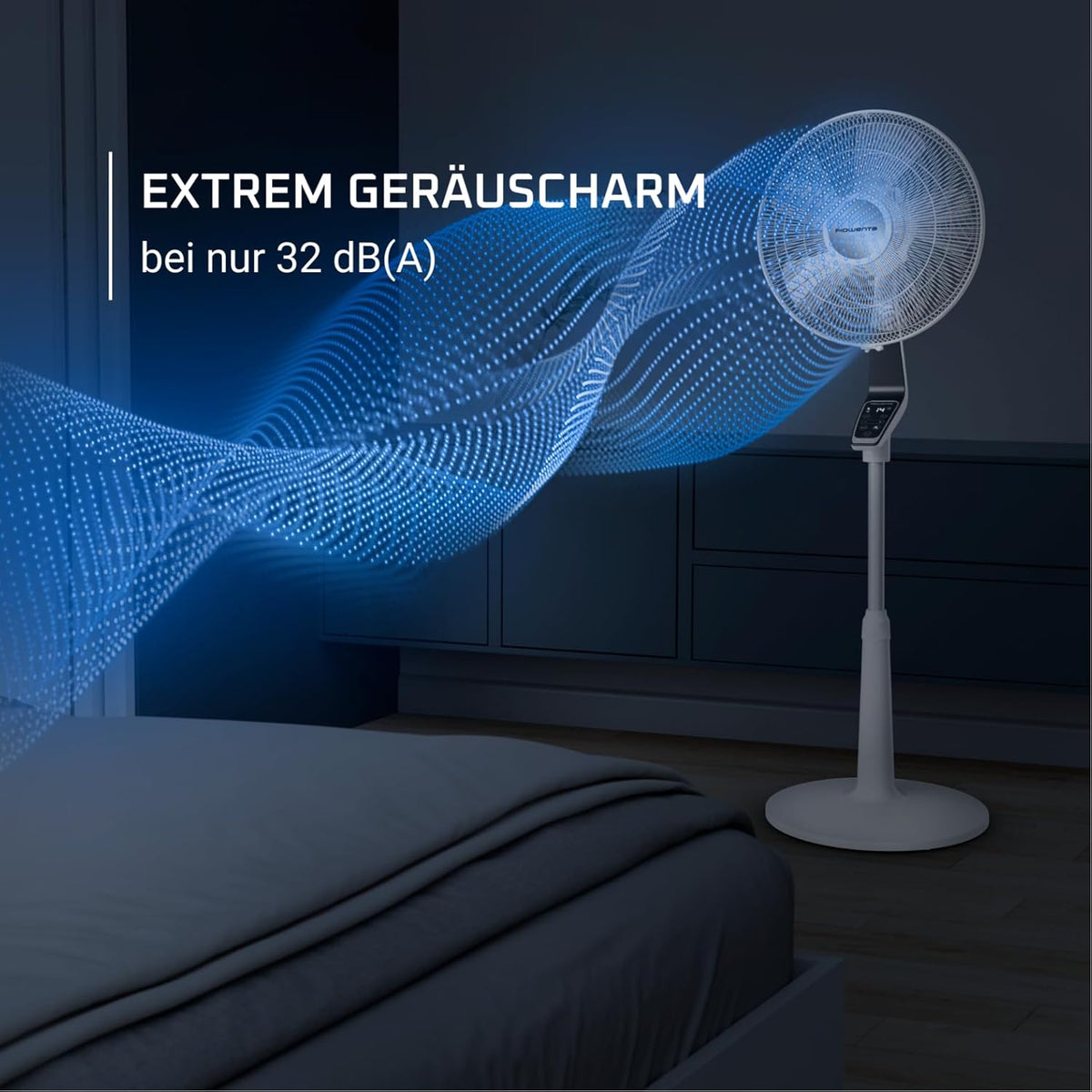 Rowenta Standventilator Turbo Silence Extreme, 14 Geschwindigkeitsstufen, 32 dB Silent Night Modus, Fernbedienung, Oszillation, höhenverstellbar, Luftzirkulation bis 8,2 m, weiß, VU5690F0