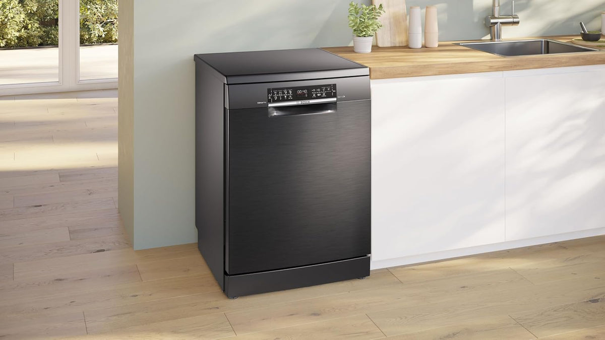 Bosch SMU4ETS08E, Serie 4, Smarter Unterbau-Geschirrspüler 60 cm, Besteckkorb, Spülmaschine mit Programmassistent, besonders Leise, höhenverstellbarer Oberkorb, Automatische Türöffnung, Edelstahl