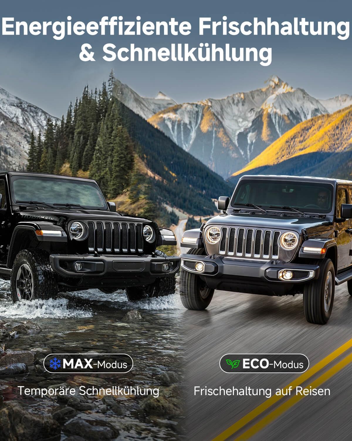 AAOBOSI 95L Kompressor Kühlbox Dual Zone bis -20℃，Edelstahlgehäuse & Aluminium-Innenausstattung，12/24V DC & 230V AC，Kühlbox Kompressor für Auto, Boot, Camping und Geländefahrt