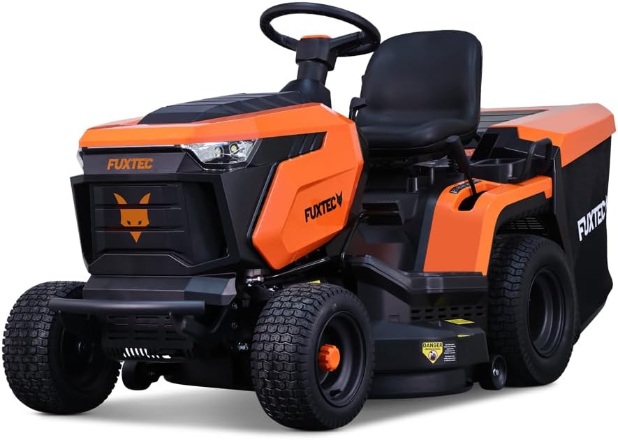 FUXTEC Rasentraktor FX-RMT92A, Aufsitzmäher mit 92cm Schnittbreite, 6-stufige Schnitthöhenverstellung, 452ccm Hubraum, Hydrostat, Rückwärtsmähen, geeignet für Flächen bis 6500m²