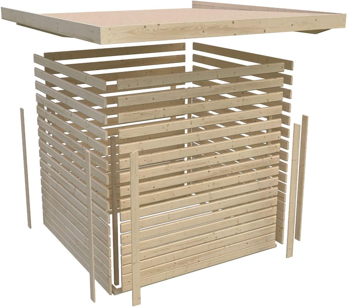 Karibu Fahrradgarage aus nordischer Fichte für 4 Fahrräder – Wetterfest, 4,6 m² Grundfläche, in Natur oder terragrau optional mit Solaranlage (naturbelassen)