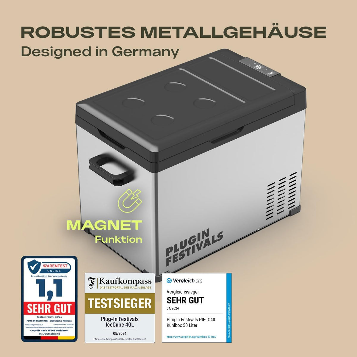 elektrische Kühlbox - Kompressor Gefrierbox bis -20 Grad - Kühlbox Auto - Camping Kühlschrank - Powerstation zum Kühlen - 12V 230V - 40 Liter
