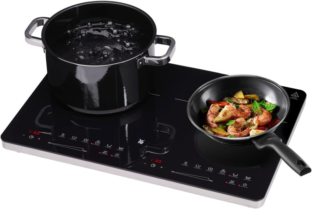 WMF Kult X Doppel- Induktionskochfeld 2 Platten, Kochplatte bis 28 cm, 2 Kochzonen, 8 Stufen, Topferkennung,Touch-Display, Glaskeramik, Timer-Funktion, 3500 W
